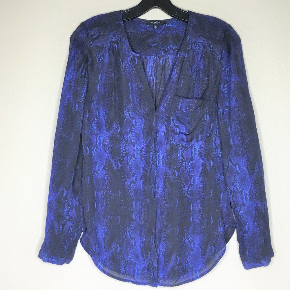 - BABATON (Aritzia) 100% Silk Snake-print Bl…